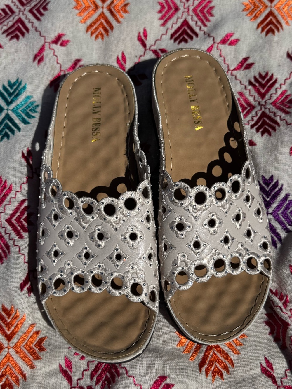 Molly Bessa White Cut out embellished Sandals